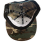 ARMY GREEN CAMOUFLAGE CHI SIGNATURE SNAPBACK WITH LOGO WORDS UNDER BRIM ON WHITE BACKGROUND