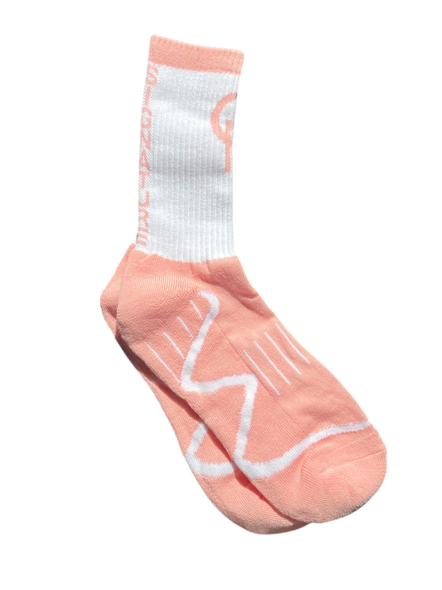 Pink and White crew  mid calf chicago signature sock