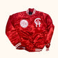 CHICAGO RED CHI SIGNATURE SATIN DURBALE STARTER JACKET ON WHITE BACKGROUND