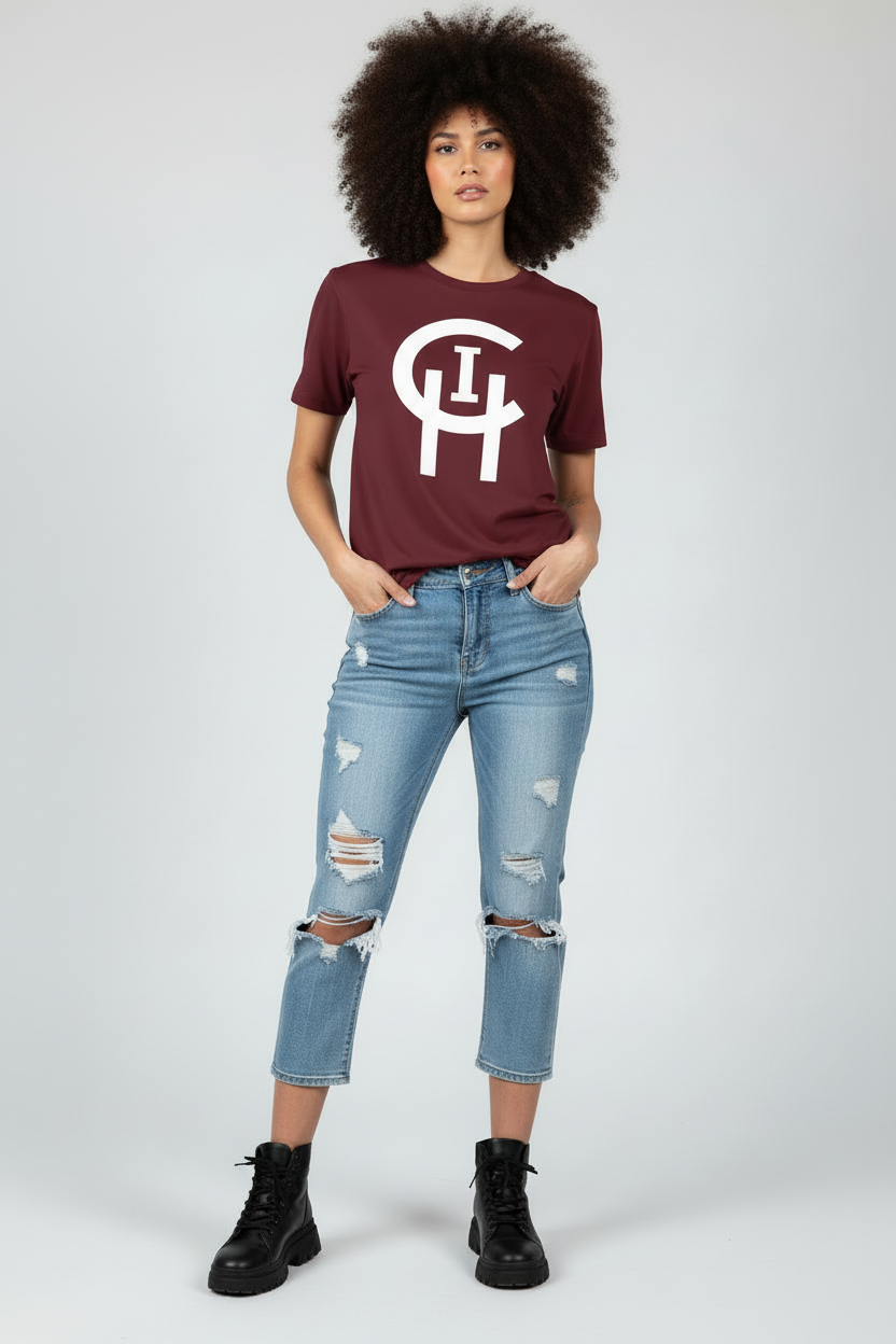 MAROON CLASSIC  LOGO TEE Chi Signature