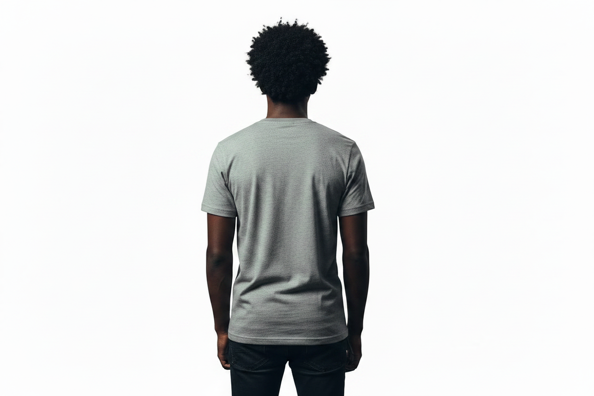 CHI SIGNATURE CLASSIC LOGO GRAY TEE SHOWING BACK IMAGE ON WHITE BACKGROUND